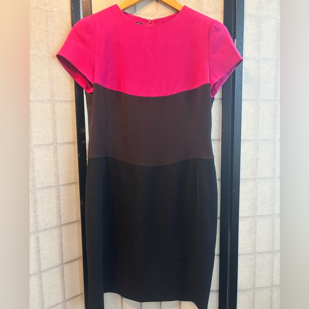 LOUIS FERAUD Vintage Virgin Wool Colorblock Lined Sheath Pencil Dress